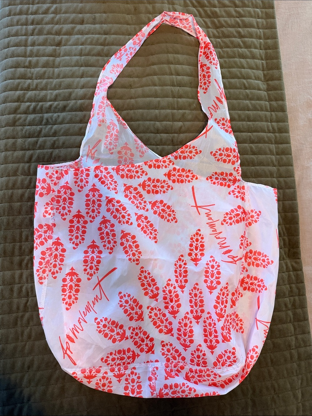FP Movement by Free People White Tote with Coral-Pink Leaf Print